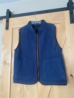 Peter Millar Collection Chalet Boucle Knit Vest Mens Large Full Zip Wool Blue